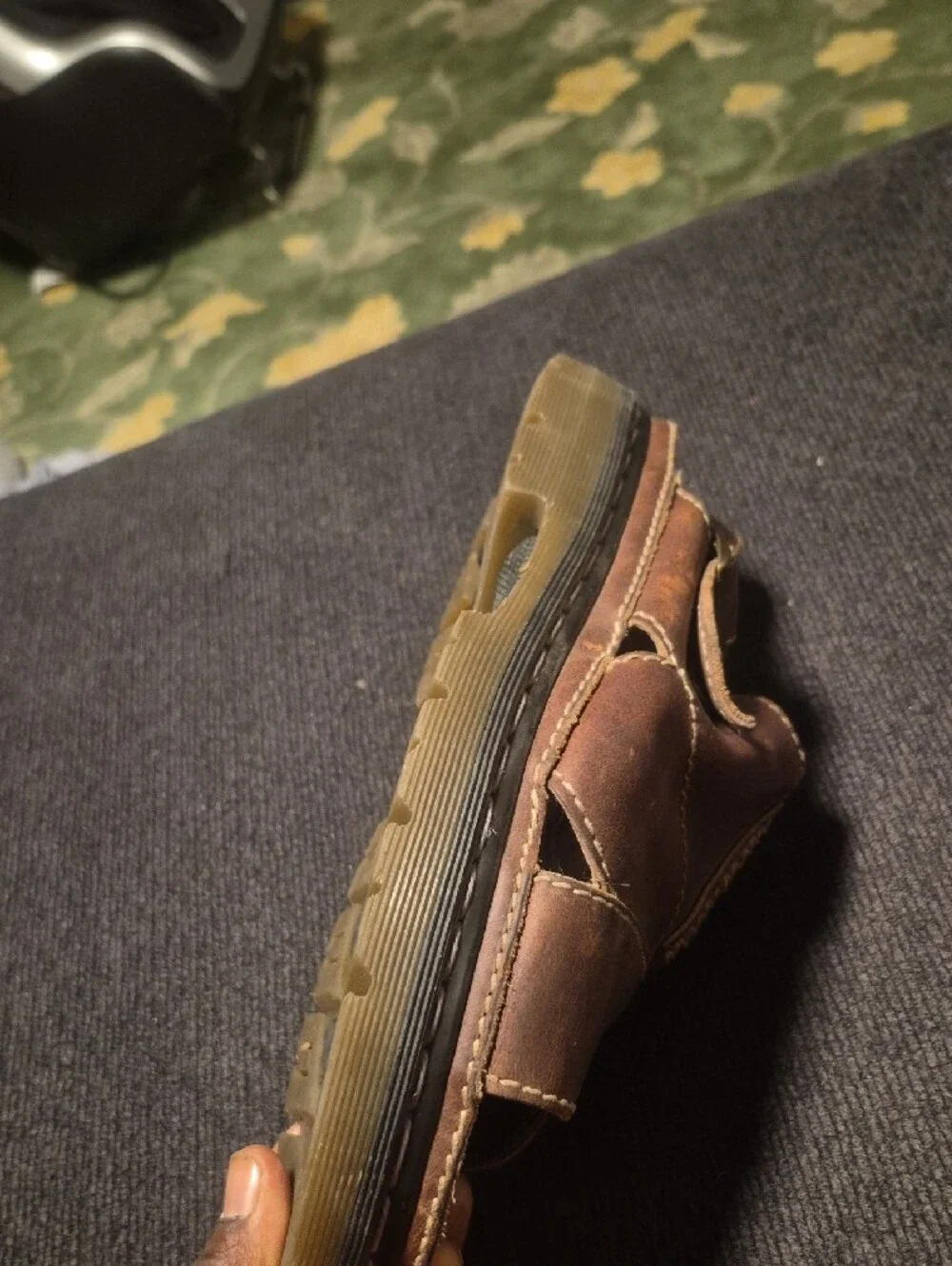 Dr. Martens Brown Leather Open-Toe Sandal with Stitched Sole